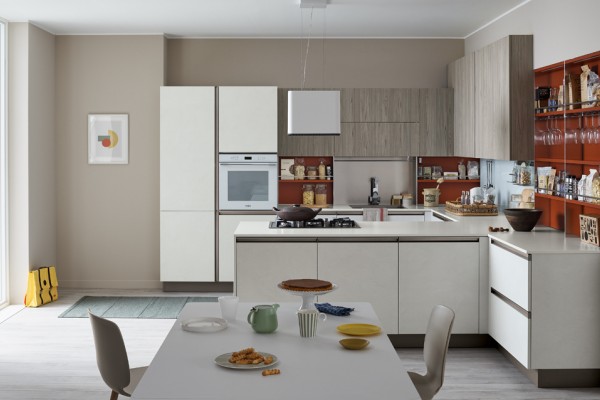 Start with a great advantage.
START-TIME: start off on the right foot by giving your kitchen the youthful feel of a design with pure lines dressed in cool colors and wood finishes that are in step to